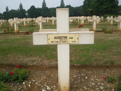 Tombe deALBERTINI Jean Baptiste à <a HREF=fotom2l.php?necro=67>  <U>Ablain Saint-Nazaire (NÃ©cropole nationale Notre Dame de Lorette )</U> </A> 25- 08 -4989