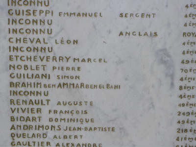 Tombe deGUILIANI Simon à <a HREF=fotom2l.php?necro=150>  <U>Beaurieux (Ossuaire militaire) </U> </A> Ossuaire