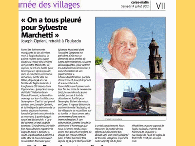 Tombe deMARCHETTI Sylvestre à Enterré en CORSE CC Taglio-Isolaccio