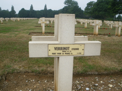 Tombe deVERRINOT Etienne à <a HREF=fotom2l.php?necro=67>  <U>Ablain Saint-Nazaire (NÃ©cropole nationale Notre Dame de Lorette )</U> </A> 35-08-6977