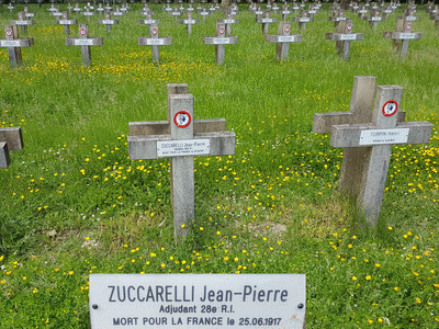 Tombe deZUCCARELLI Jean Pierre à <a HREF=fotom2l.php?necro=383>  <U>Ivry-sur-Seine (CarrÃ©s Militaires du CimetiÃ¨re)</U> </A> Carr&eacute; 42Rang 36 Tombe 20