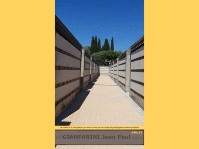 Tombe deCIANFARINI Jean Paul à <a HREF=fotom2l.php?necro=482>  <U></U> </A> Carré S46- sépulture B2