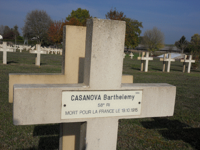 Tombe deCASANOVA Barthelemy à <a HREF=fotom2l.php?necro=269>  <U>Somme-Suippe (NÃ©cropole Nationale)</U> </A> 1486