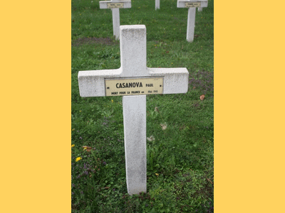Tombe deCASANOVA Paul Antoine à <a HREF=fotom2l.php?necro=32>  <U></U> </A> Carré C rang 6 tombe 9