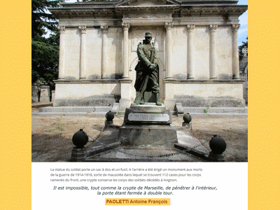 Tombe dePAOLETTI Antoine François à <a HREF=fotom2l.php?necro=582>  <U>Avignon (carré militaire du cimetière Saint-Veran) </U> </A> Carré 20