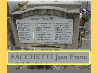 Tombe deSACCHETTI Joseph  à <a HREF=fotom2l.php?necro=675>  <U>Millau (Tombe collective - Cimetière de l'Égalité) </U> </A> 