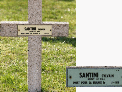 Tombe deSANTINI Sylvain Antoine à <a HREF=fotom2l.php?necro=441>  <U>Haguenau(Nécropole Nationale) </U> </A> A-181