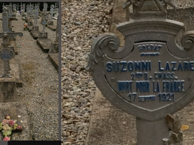 Tombe deSUZZONI Lazare à <a HREF=fotom2l.php?necro=402>  <U>Nice (CarrÃ©s militaires du CimetiÃ¨re communal de Caucade)</U> </A> Carr&eacute; Orient 48 -Rang 4-socle 1522-emplacement 76- piquet 9942 bis