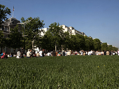 PARIS  á la campagne<BR> La foule se presse  sur les Champs-élysées á Paris pour découvrir les 8000 parcelles végétales installées les agriculteurs dans le cadre de l‚opération Â«Nature capitaleÂ».