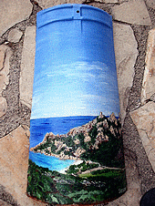 Le lion et la tour de ROCCAPINA<BR>(peinture sur tuile) (20090406)    (Photographie de Serge) <br><A href=vos/3000/smc/130z.jpg>Afficher l'image ?</A>