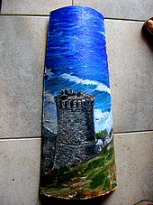 La tour de NEGRU<BR>(peinture sur tuile) (20090406)    (Photographie de Serge) <br><A href=vos/3000/smc/217z.jpg>Afficher l'image ?</A>